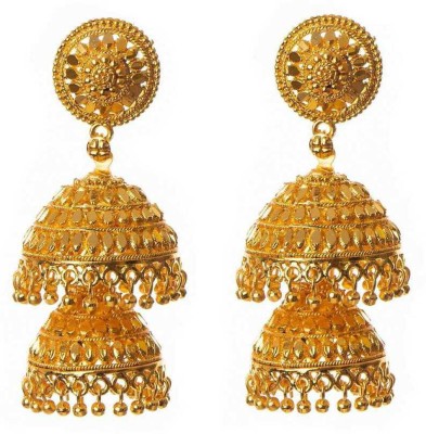 Happy Stoning Layered Gold Plated Jhumka Alloy Drops & Danglers, Jhumki Earring, Jhumki Earring