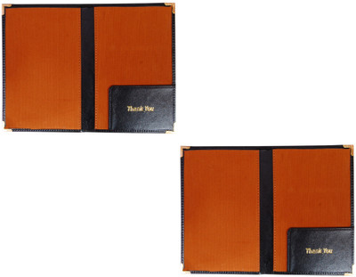 positive vibes Premium class of rexine Guest check presentet/ bill holder/ bill folder for hotel, restaurant , bar, cafe(Set Of 2, Black)