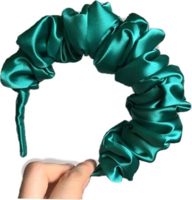 IBDA Teal Scrunchie Headband Crown, Ruched Ruffle Headband, Scrunchies Tiara(Pack of 01) Hair Band(Blue)