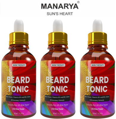 Manarya Sun's Heart Onion & Clove Extracts Beard Growth Supplement With Biotin, Pack of 3, 30ml Each Hair Oil(90 ml)