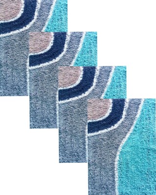 Gangafab Cotton Door Mat(Blue, Multi, Medium, Pack of 4)