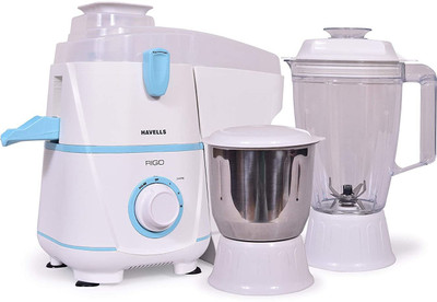 HAVELLS RIGO 500W Juicer Mixer Grinder 2 JAR (White & Light blue))(Rigo | 2 Jars | white and blue)
