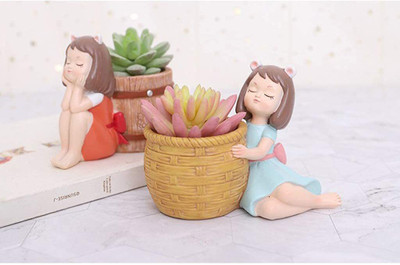 Payal Creation Resin Combo Cute Dreaming Girl with Basket Designed Resin pots Succulent Planter Flower Pot Creative Gamla Home and Garden Decor ( Set of 2 Plant Container Set(Pack of 2, Ceramic) Payal Creation Resin Combo Cute Dreaming Girl with Basket Designed Resin pots Succulent Planter Flower Pot Creative Gamla Home and Garden Decor ( Set of 2 Plant Container Set(Pack of 2, Ceramic)