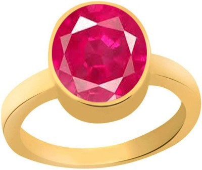 S KUMAR GEMS & JEWELS Certified Natural 7.25 Ratti Ruby Stone / Manik Gemstone Panchdhatu Ring For Atrological Purpose Alloy Ruby Gold Plated Ring