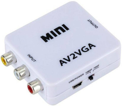 RuhZa AV2VGA Video Convertor Box AV RCA CVBS to VGA Video Converter with 3.5mm Audio to PC HDTV ConverterAV2VGA Video Convertor Box AV RCA CVBS to VGA Video Converter Conversor with 3.5mm Audio to PC HDTV Converter Media Streaming Device (White) Media Streaming Device(White)