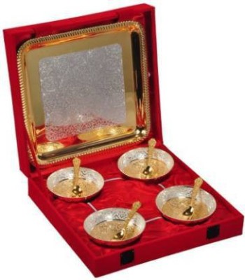 Empire Gift Set Of 9 Pcs Bunda Bowl Gold And Silver Plated Brass Serving Bowl (Gold, Pack of 10) Bowl Serving Set(Pack of 9)