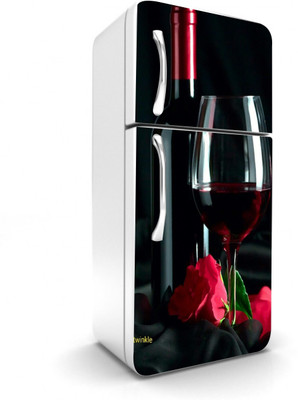 Decor studio 160 cm Wine Glass Romantic Red Rose wallpaper/poster for fridge double single door decorative sticker (pvc viny) Self Adhesive Sticker(Pack of 1)