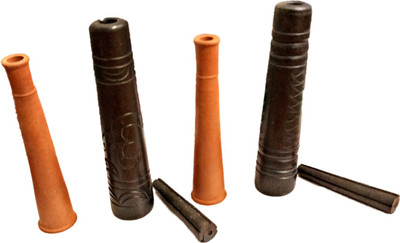 RKD Enterprises Black & Brown Terracotta Chillum Pack of 4 Black, Brown Terracotta Surahi(0.3 L)