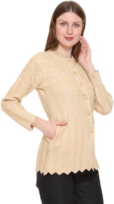 lady willington Embroidered Round Neck Casual Women Brown Sweater