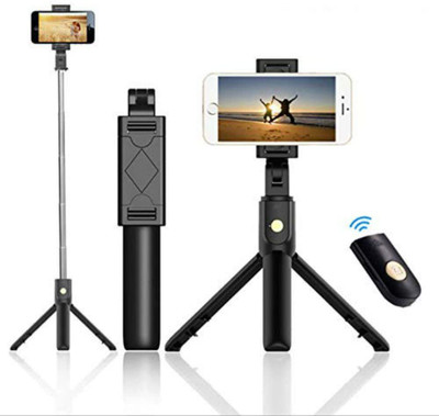 Gabbar ™K07 SELFIE STICK INTEGRATED TRIPOD STAND WITH WIRELESS REMOTE FOR MOBILE PHONE Tripod(Black, Supports Up to 300 g)