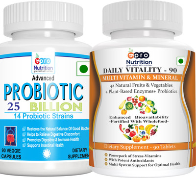 PRONUTRITION Probiotics + Multivitamins and Minerals - Pack of 2 Bottles(2 x 90 Capsules)