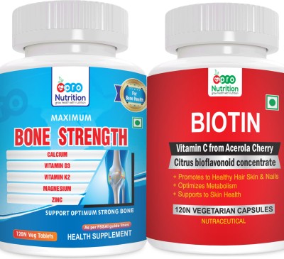 PRONUTRITION Biotin + Bone Strength - Pack of 2 Bottles(2 x 120 Capsules)