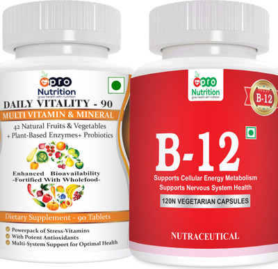 PRONUTRITION Multivitamins and Minerals + Vitamin B12 - Pack of 2 Bottles(2 x 105 No)
