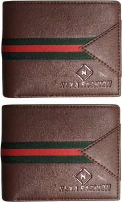 NEXA FASHION Men Brown Artificial Leather Wallet(3 Card Slots, Pack of 2)