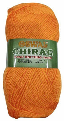 RCB Oswal Chirag Orange (200 gm) Wool Ball Hand Knitting Wool/Art Craft Soft Fingering Crochet Hook Yarn, Needle Knitting Yarn Thread Shade no-14