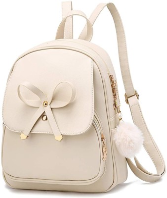 Floki Girls Bowknot Fashion Backpack Cute Leather Backpack Mini Backpack Purse for Women Satchel School Bags Casual Travel Daypacks 5 L Backpack(White)