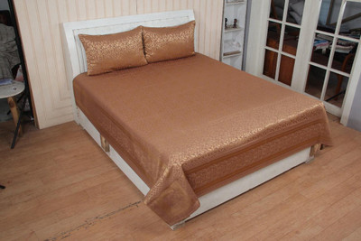 ANextstep 400 TC Silk Double Abstract Flat Bedsheet(Pack of 1, Brown)