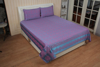 ANextstep 400 TC Silk Double Abstract Flat Bedsheet(Pack of 1, Purple)