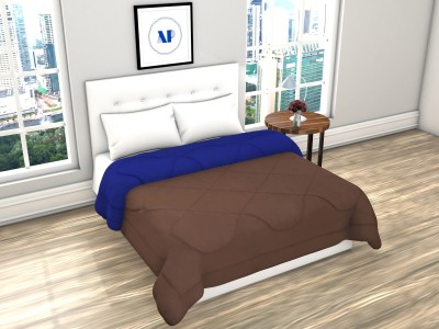 AP Linens Solid Double Comforter for  Heavy Winter(Poly Cotton, Blue & Brown)