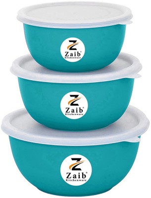 Zaib Stainless Steel Serving Bowl Stainless Steel Microwave Safe Euro Mixing Serving Bowl Set of 3 / Food Storage Container for Kitchen - 1250 ML, 750 ML, 500 ML(Pack of 3, Green)