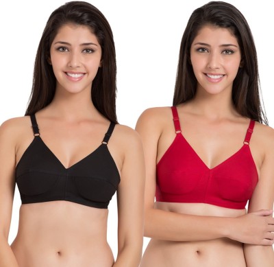 SOUMINIE by Belle Lingeries Classic Fit Cotton Non-Padded Pack of 2 Women Full Coverage Non Padded Bra(Red)