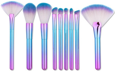 STUNHUB Makeup Brushes Set 9 Pcs Professional and Everyday Makeup Brushes Set Multicolor Synthetic Vegan Bristles Brushes for Foundation Blush Contour Concealer Eyeshadow and Brow Makeup and Blending For Effortless Diffused Look(Pack of 9)