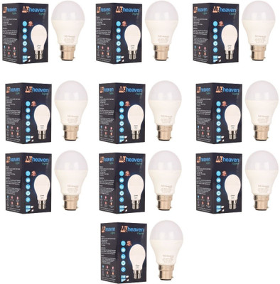 MY HEAVEN 9 W Basic Round B22 LED Bulb(White, Pack of 10)