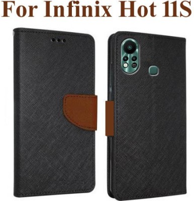 Wristlet Flip Cover for Infinix Hot 11S(Brown, Cases with Holder, Pack of: 1)
