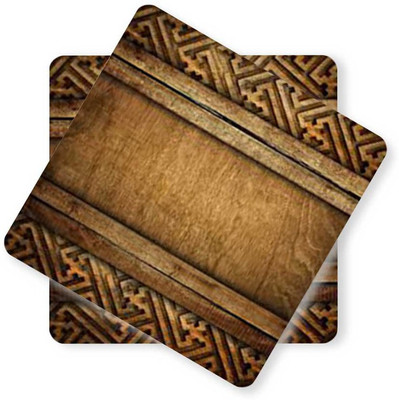 RSGiftery Square Wood Coaster Set(Pack of 2)