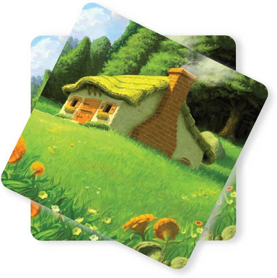 RSGiftery Square Wood Coaster Set(Pack of 2)