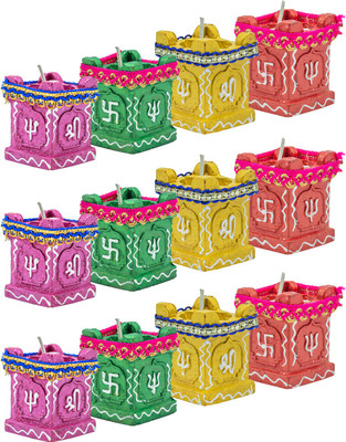 BB BACKBENCHERS Set of 12 Tulsi Diya For Diwali and Navratri Decoration Terracotta (Pack of 12) Table Diya Set(Height: 2 inch)