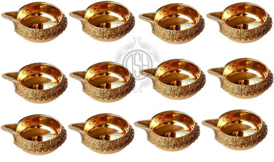 Dsh Brass (Pack of 12) Table Diya(Height: 2 inch)