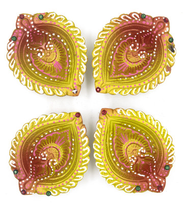 Onlinch Earthenware (Pack of 4) Table Diya(Height: 3 inch)