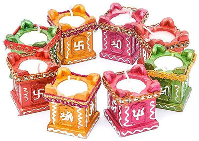 Aaina creations Diya for Diwali Decoration Handmade Earthen Clay Terracotta Decorative Tulsi Diya Set Tealight Candle Festival Diya Oil Lamps (8 Tulsi Diya) Terracotta (Pack of 8) Table Diya Set(Height: 1 inch)
