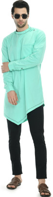 DESIGN TREND Men Self Design Asymmetric Kurta(Light Green)