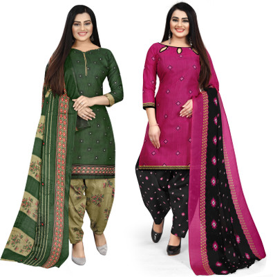 Rajnandini Cotton Blend Printed Kurta & Patiyala Material