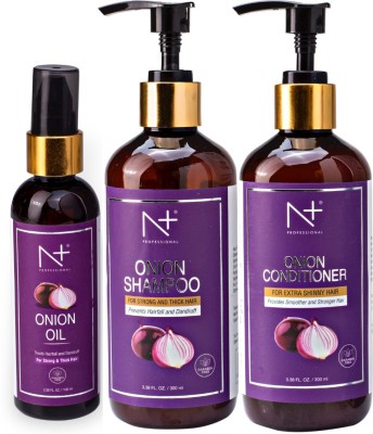 N PLUS Professional Onion Hair Care Combo (Shampoo + Hair Conditioner + Hair Oil), 700 ml.(700 ml)