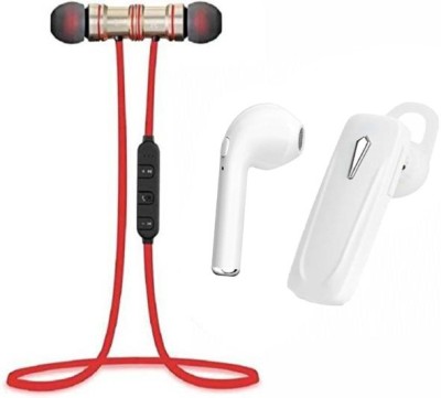 N2B MAGNET-K1-I7 Pack of 3 Bluetooth Bluetooth Headset(Red, White, True Wireless)