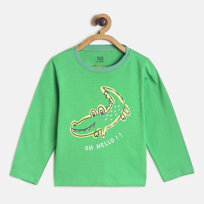 MINI KLUB Baby Boys Typography, Printed Pure Cotton Regular T Shirt(Green, Pack of 1)