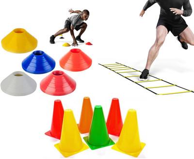 HACKERX SPORTS & FITNESS Agility Ladder 4 Meter + 10 SPace Marker + 6 Cone 6inches High Football & Fitness Kit