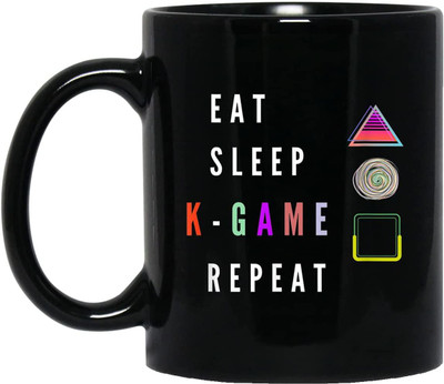 craft maniacs SQUID GAME EAT SLEEP GAME REPEAT 350ML CERAMIC MUG FOR COFFEE/TEA | OFFICIALLY LICENSED SQUID GAME MERCH Ceramic Coffee Mug(350 ml)