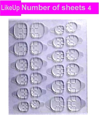 LikeUp Double-sided Nail tab Sticker 4 Sheet (24pics Tab),False Nail Glue Jelly Gel Tape Adhesive Tabs Nail Glue Transparent Flexible Adhesive Fake Nails Tips tab(Transparent)