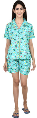 MONAL Women Printed Multicolor Top & Shorts Set