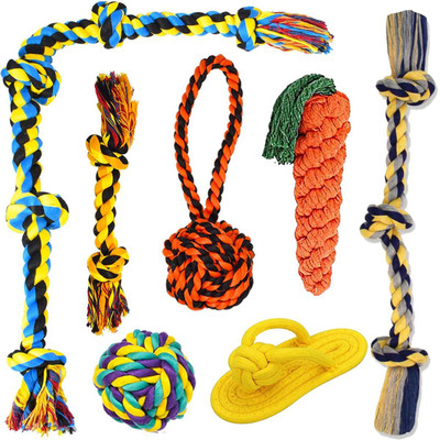 PSK PET MART Combo of Rope Chew Toy For Dog pack of 7pcs Cotton Chew Toy For Dog