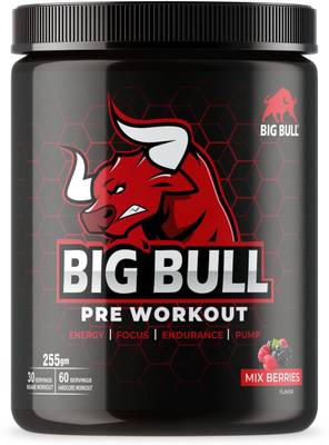 Big Bull BigBull Hardcore Pre-Workout [30-60 Serving, 255g] Free Shaker Nutrition Drink