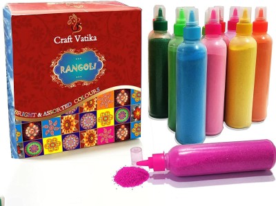 SATVIK 10 Shades of Rangoli Colors More Quantity Easy to Store Glitter  Rangoli Colours Kit (No GULAL) Festival/Festive Multi Colors Powder Art  Crafts