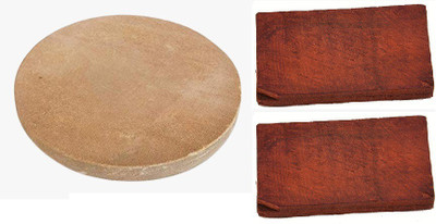 NRSON Chandan Rubbing Stone chakla Pata with RED Sandalwood ; Stick [LAL Chandan ] -4inch for Pooja patha, Tilak Havan [1 Board with 2 Stick] Board(Pack of 3)