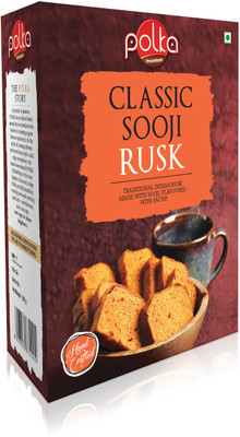 Polka Classic Sooji Rusk I Pack Of 2 X 200 Gm = 400 Gm I Rusk with Suji, Elaichi & Saunf I High Fibre Toast I Best Quality Pantry Items I Handcrafted Bakery Items I Snacks In Fresh I Snacks Combo I SUJI RUSK SUJI RUSK flavored Sooji Rusk(2 x 200 g)