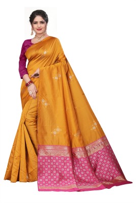 PAL COLLECTION Self Design Banarasi Jacquard Saree(Mustard)