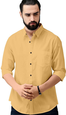 Ladytone Men Solid Casual Yellow Shirt